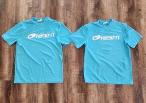 The Realm Swim Tee Shirt Men Size Medium Turquoise Blue Set of 2 Short Sleeve